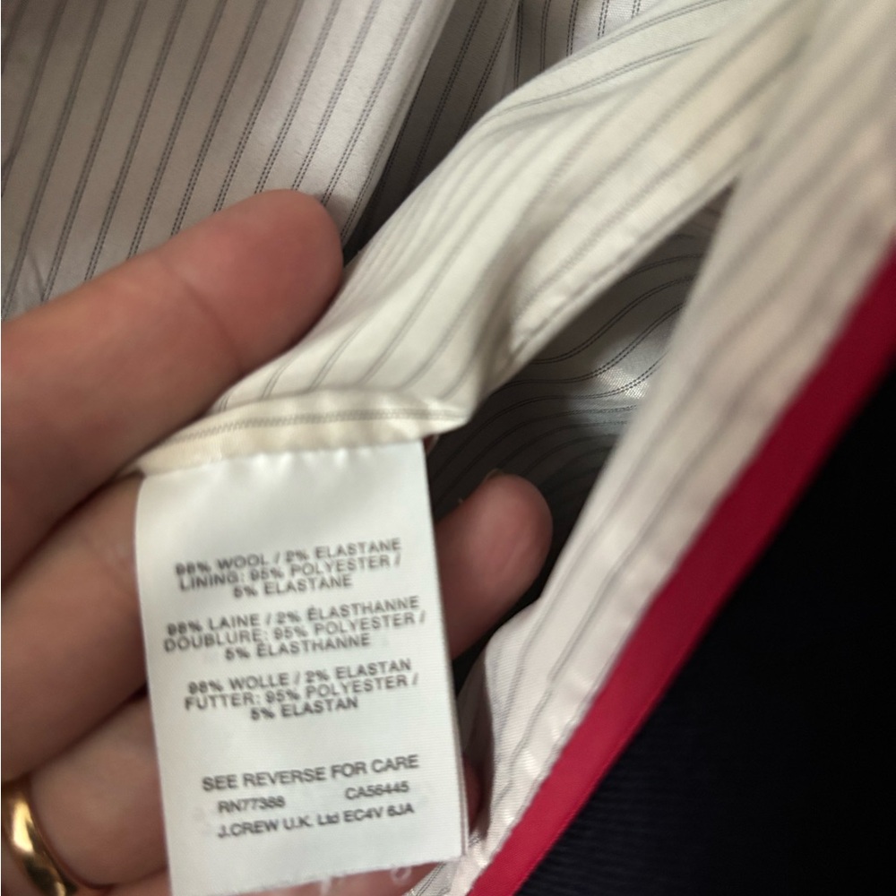 J Crew Reagent Wool Flannel Navy Blue Blazer Suit Jacket 12/L - Picture 10 of 11